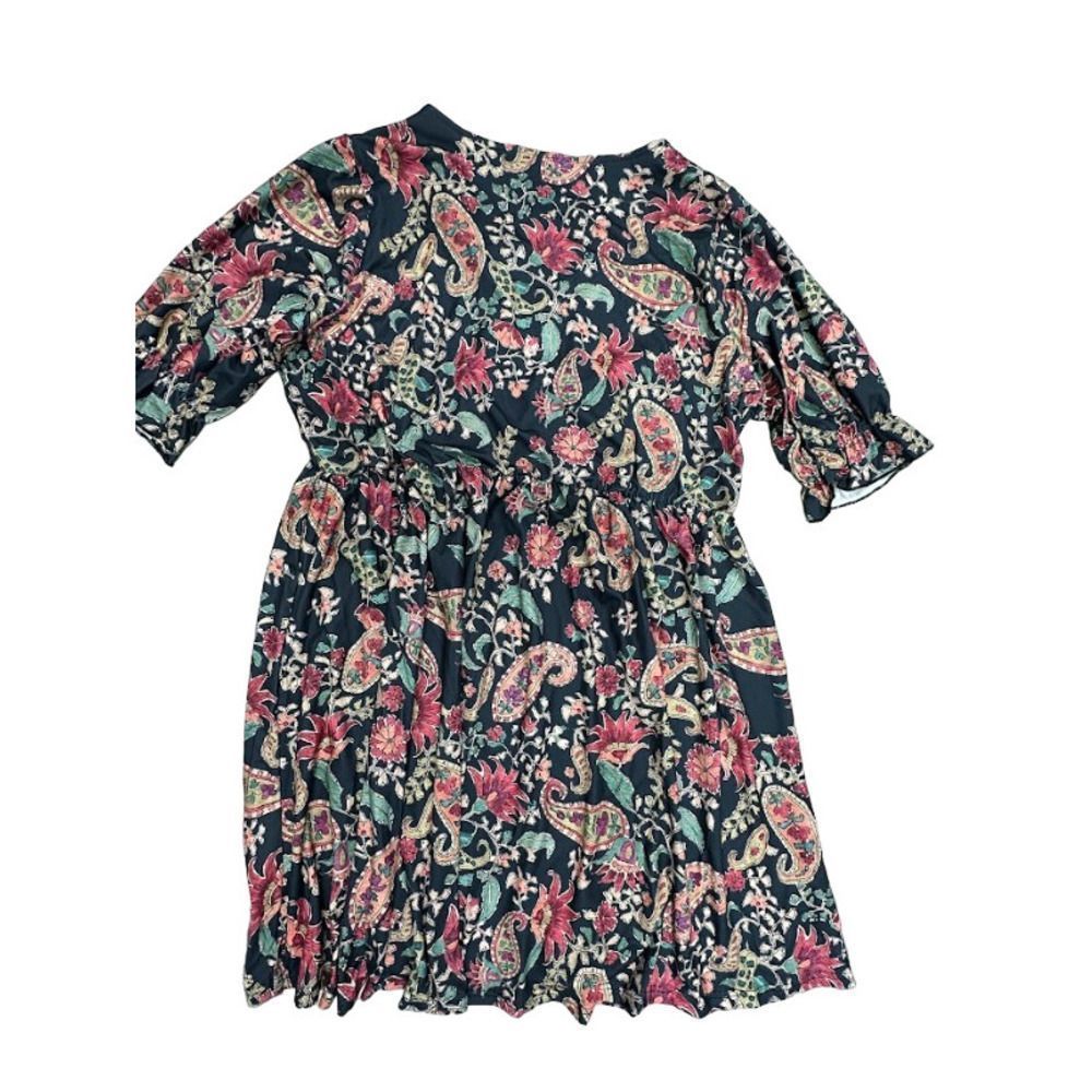 Pink Daisy Womens V Neck Short Sleeves Multicolor Floral Top Size 2X